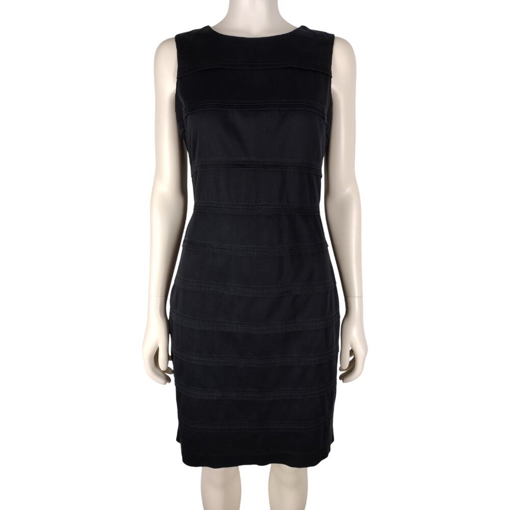 Calvin Klein Black Tiered Pleated Sleeveless Sheath Dress Size 4